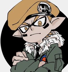 a cartoon character wearing a hat and glasses