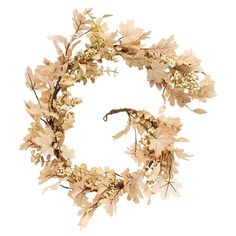 a wreath made out of leaves and berries on a white background with the letter c in the center