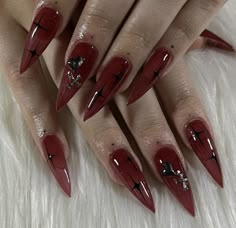 Babymetal Concert, French Manicure Long Nails, Ongles Goth, Paznokcie Hello Kitty, Dark Red Nails, Gothic Nails