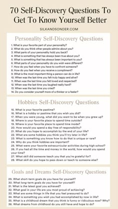 70 Self Discovery Questions to Get to Know Yourself Better Mental Check In Questions, Get To Know Yourself Journal, How To Get In Touch With Yourself, How To Live In The Present, How Well Do You Know Me, Self Discovery Questions, Therapy Prompts, Discovery Quotes