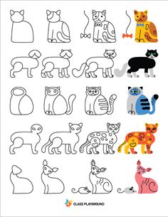 an image of animals that can be used to teach children how to draw and color