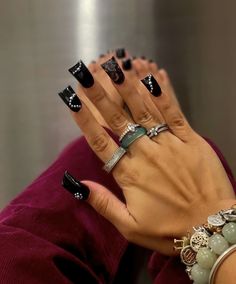 Black Nail Designs Black Women, Black Short Duck Nails, Basic Duck Nails, Black Duck Nails Acrylic, Duck Nail Designs Black, Cute Duck Nails Black, Duck Nails Inspo Black, Atl Nails, Duck Nails Black