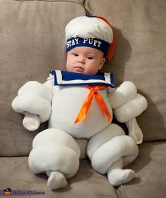 Stay Puft Marshmallow Man - DIY Costume Costumes For Babies, Stay Puft Marshmallow Man, First Halloween Costumes, Marshmallow Man, Baby Cosplay, Fun Costumes