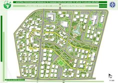 a map showing the location of several buildings and streets in an area that is surrounded by trees