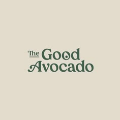 the good avocado logo is shown in green on a beige background with black lettering