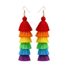 PRICES MAY VARY. These fun rainbow earrings come in three styles: circle, clip, and drop. The material is composed of cotton thread or stainless steel, waterproof and hypoallergenic, lightweight and comfortable to wear. Perfect for everyday wear or for Pride parades, walks, fundraisers or LGBT affinity groups and networks, Pride community parties and more. Comes with a grey velvet pouch, perfect for gifting, Shop safely. If you are satisfied with it, please share your review under the product page, if you are not satisfied, please feel free to contact us, we will solve any problem for you. Christmas Theme Party, Valentines Birthday Party, Pride Earrings, Pride Jewellery, Boho Layering, Tassel Drop Earrings, Heart Dangle Earrings, Rainbow Earrings, Colorful Earrings