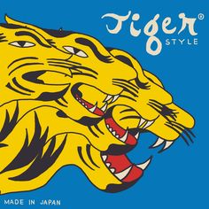 an image of a tiger with its mouth open and the words tiger style on it