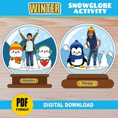 two snow globes with children standing in them