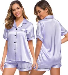 Bachelorette Pajamas, Purple Pajamas, Silk Pjs