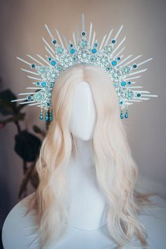 Ice Crown Aesthetic, Ice Queen Crown, Water Crown, Ice Crown, Neon Unicorn, Halloween Hair Accessories