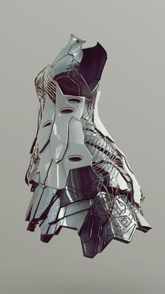 an abstract image of a woman's dress made out of metal strips and wire