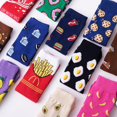 Add a touch of Harajuku style to your sock collection with our Breathable Casual Skateboard Socks. Featuring a vibrant cartoon pattern, these socks are a fashion statement on their own. Crafted from a blend of cotton and polyester, they offer a comfortable and breathable fit. Designed as one size fits all, these socks are versatile and suitable for various foot sizes. Embrace the unique and trendy Harajuku culture with our Harajuku Skateboard Socks and step up your sock game with style and flair Types Of Socks, Food Socks, Couples Cosplay, Iconic Socks, No Egg Cookies, Socks Funny, Japanese Harajuku, Funky Socks, Ankle Socks Women