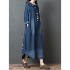 Season:Summer,Spring,Autumn,Winter,Fall; Fabric:Denim; Sleeve Length:Long Sleeve; Look After Me:Machine wash; Gender:Women's; Style:Fashion,Casual; Elasticity:Micro-elastic; Occasion:Vacation,Outdoor,Daily; Fit Type:Loose Fit; Dresses Type:Denim Shirt Dress; Pattern:Plain; Design:Pocket; Neckline:Shirt Collar; Front page:FF; Listing Date:01/06/2023; Production mode:External procurement; 2023 Trends:2023; Bust:; Hips:; Length:; Sleeve:; Fit US Size:; Fit UK Size:; Fit EU Size:; Dress Length Type: Denim Shirt Dress Women, Pola Topi, Sukienki Plus Size, Spring Dresses Women, Fall Denim, Maxi Shirt Dress, Denim Shirt Dress, Maxi Robes, Vestidos Vintage