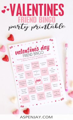 valentine's day party printable game with hearts around it