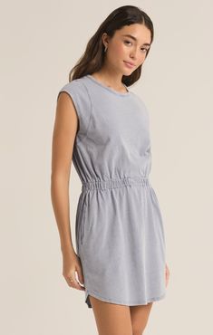 The everyday dress you've been searching for is here and made of soft cotton knit jersey denim, with a smocked waistband for the perfect fit. The rounded hem creates a flattering shape but can make this dress a micro mini at the shortest points. Z SUPPLY Women's Paxton Jersey Denim Mini Dress, Washed Indigo, Large Indigo Dress, Everyday Dress, Knit Denim, Denim Mini Dress, Micro Mini, Romper Dress, Short Pajama Set, Everyday Dresses, Denim Mini