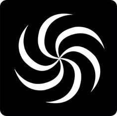 a black and white logo with an abstract spiral design on the bottom half of it