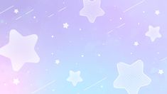 the stars are flying in the sky on a blurry blue and pink background with small white stars