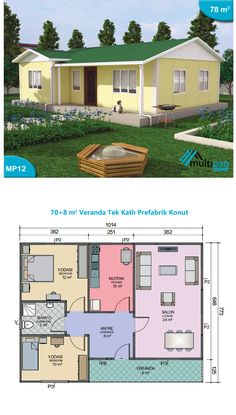 the floor plan for a small house with two rooms and one living room in it