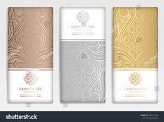 three chocolate bars with different patterns and labels on them stock photo © shutterstocker