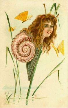 a drawing of a girl with long hair holding a flower in her hand and looking at the ground