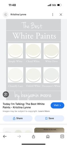 the best white paints on the app is shown in this screenshote screen shot