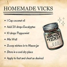 Making homemade Vicks with coconut oil offers several advantages #homemadecr  #naturalmedicine  #diyvapourrub  #essentialoils  #coconutoil  #beeswax  #eucalyptus  #lavender  #peppermint  #healthyhacks  #savemoney  #allnatural  #homeremedies  #diyhacks  #naturalsolutions  #healthytips  #healthylifestyle  #wellness  #healthyliving  #healthyhome Homesteading Knowledge, Homemade Vicks, Herbal Recipes, Home Health Remedies, Herbal Healing, Herbs For Health