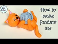 an orange cat laying on its back with the words how to make fondant cat