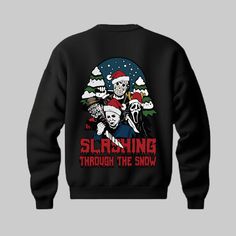 Made to order Christmas/Horror crewneck. Horror Christmas, Christmas Horror, The Snow, Gender Neutral, Adult Outfits, Ships, Crew Neck, Sweatshirts, Long Sleeve