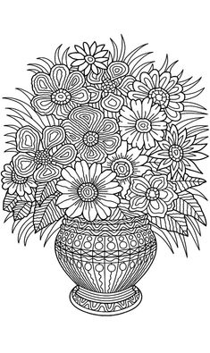 a vase filled with lots of flowers sitting on top of a table in front of a white background