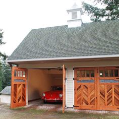 Fremont Ceiling Mounted Outswing Garage Door Opener (AOCM) - Sliding Barn Door Hardware by RealCraft Folding Garage Doors, Building Garage, Garage Door House, Carriage Garage Doors, Custom Garage Doors, Carriage House Garage, Barn Door Installation, Garage Renovation, House Garage