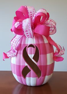 Oncology Pumpkin Decorating, Pumpkin Painting Ideas For Breast Care Awareness, Pink Ribbon Crafts, Pumpkin Decorating Contest, Pink Ornament, Pink Out, Pink Pumpkins, Awareness Ribbons, Pumpkin Decorating