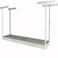 a metal shelf with two brackets on it