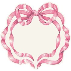 a pink ribbon with a bow around it in the shape of a circle on a white background