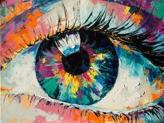 an eye painted with bright colors