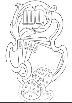 a coloring page with two dices and a mirror