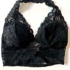 Bozzolo Halter Lace Bra. Formed Removable Cups Come In Bra. Nice Soft Lace. Comfortable To Wear. Great Bright Black Color. Goth Bras, Cute Bras Aesthetic, Black Bras, Black Bra Top, Fancy Lady, Streamer Dr, Lace Bras, Clothing Wishlist, Dream Fashion