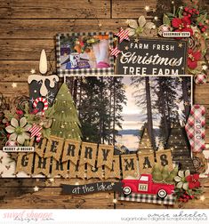 a scrapbook page with christmas tree farm