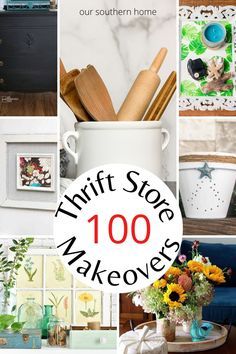 there is a collage of pictures with words that say thrift store makeovers