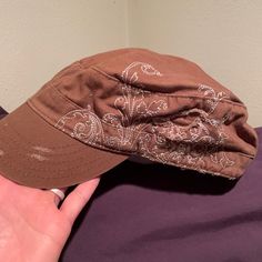 Nwt - Brown Ball Cap, Worn Look With Pretty Stitching. Never Worn, Smoke Free Home. Xmas List Ideas, Brown Hat, Xmas List, Brown Hats, List Ideas, Ball Cap, Stitching, Butter, Women Accessories