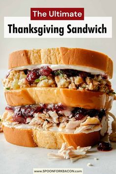 the ultimate thanksgiving sandwich with turkey and cranberry sauce