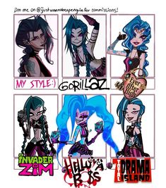 an image of some cartoon characters that are in the style of rock band girlz