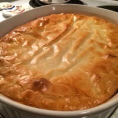 a pot pie sitting on top of a stove