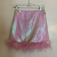 Brand New With Tags, Never Worn. Would Be Great For A Halloween Costume Or A Festive Event! Sequins Are Pink With Iridescent Gold And Teal Undertones. Feathers Are Very Soft! Skirt Is Lined So It’s Not Scratchy. Size Small. Willing To Negotiate Price! Spring Party Bottoms With Feathers, Pink Skort With Lined Skirt For Night Out, Summer Feather Trim Skirt For Night Out, Pink Fitted Mini Skirt For Party Season, Summer Night Out Skirt With Feather Trim, Spring Feather Trim Skirt For Night Out, Pink Mini Skirt For Spring Party, Summer Party Bottoms With Feather Trim, Pink Mini-length Bottoms For Party