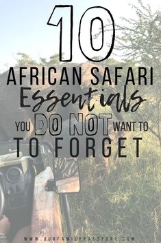 an elephant with the words 10 african safari essentials you don't want to forget