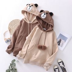 Lovely Bear Hoodie PN5467 ●Size: M:Length 61 cm,bust 106 cm,shoulder 47 cm,sleeve 46 cm. L:Length 62 cm,bust 110 cm,shoulder 49 cm,sleeve 47 cm. ●Material:cotton ●About Shipping: We attach great importance to the orders of each customer and parcel delivery. 1.Processing time: 2-3 business days. 2.Shipping time: 10-15 business days to US, please allow 3-4 weeks shipping to other country.(Shipping times can be affected by variable customs clearance times or public holidays.) Long Sleeve Cotton Hoodie, Brown Tops With Drawstring Hood For Winter, Brown Drawstring Hood Top For Winter, Long Sleeve Cotton Hoodie For Fall, Casual Long Sleeve Hooded Sweater, Casual Winter Sweater With Adjustable Hood, Fall Hoodie With Adjustable Hood, Winter Hoodie For Streetwear With Long Sleeves, Cotton Long Sleeve Hooded Jacket For Fall