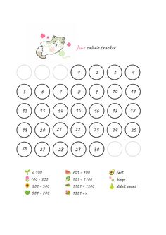 a printable calendar with the numbers for each month