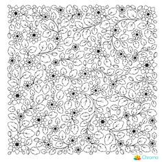 a coloring page with black and white flowers