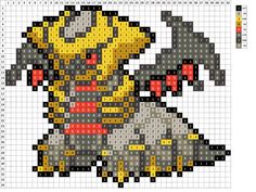 a cross stitch pattern of a pikachu from the pokemon movie, pixel art