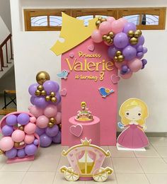 balloons and decorations for a princess birthday party