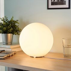 Sphere Lamp, Sphere Light, Office Guest Room, Ball Lamps, Table Led, White Table, Glass Table Lamp, Glass Pendant Light